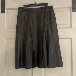 BCBG MaxAzria, 100% Black Leather Skirt, Size 0